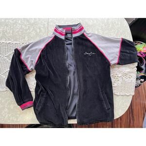 Vintage Sean John Black, Gray, & Red Velour Track Jacket Mens Large y2k